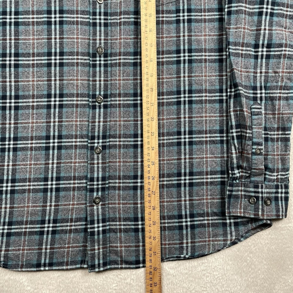 Ll Bean Brushed Jaspe Twill Shirt Mens Large Tall LT Gray Blue Plaid Button Down - Picture 5 of 7